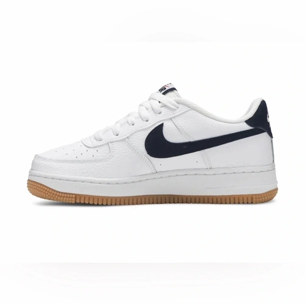 Nike Air Force 1 Low Gs “White Obsdian” Basketball Sneaker size 7Y